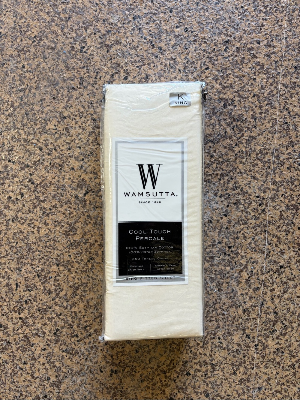 NWT Wamsutta Cool Touch Percale King Fitted Sheet Egyptian Cotton Ivory